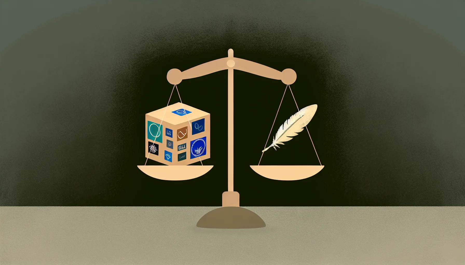 Весы: тяжёлая коробка с фреймворками против лёгкого пера